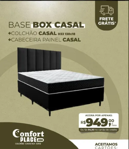 Cama box casal com colchão e cabeceira 
