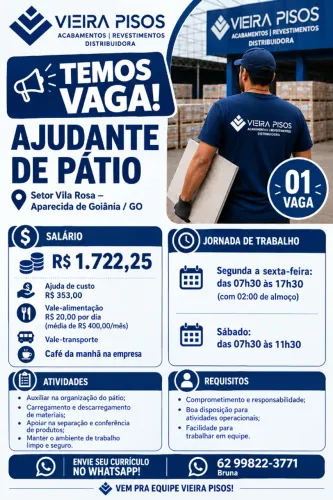 Vaga para Ajudante de Patio