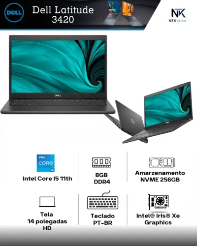 Notebook Dell 3420 Core I5 11th 8gb DRR4 256 ssd