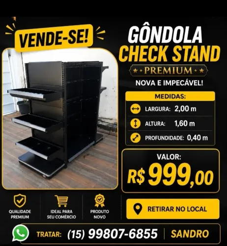 Gôndola Check stand premium cor preta nova impecável