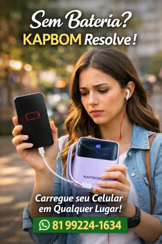 Power Bank 10000mAh KAPBOM KA-9205 - Carregamento Rápido 22.5W