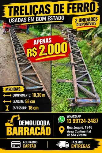Treliças de Ferro 10 METROS - Usada em Bom Estado