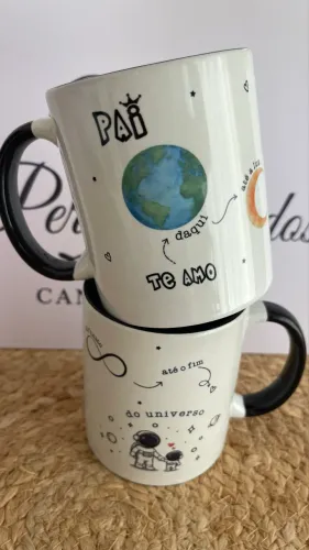 Caneca Personalizada Alça Colorida dia dos Pais