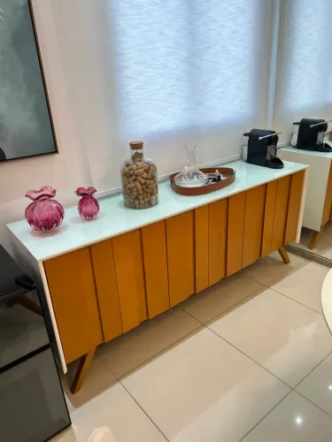 BUFFET APARADOR MADEIRA FEIJÓ COM BRANCO LAQUEADO