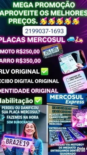 Placas pra motos de procedência