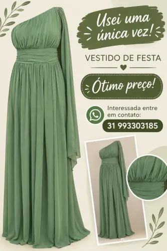 Vestido de festa verde oliva 