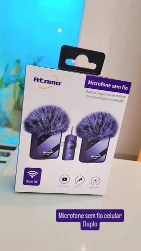 Microfone duplo sem fio para celular