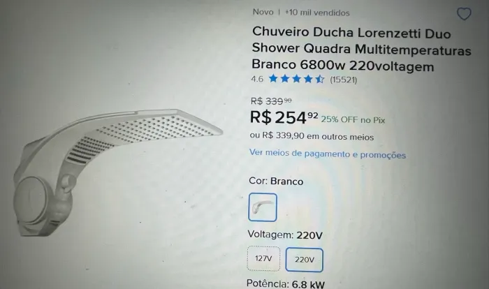 Chuveiro elétrico 220v