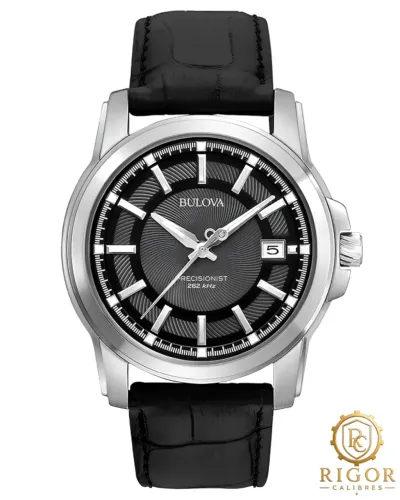 Relógio Bulova Precisionist 96B158: Fundo Texturizado, Aço Inox, Alta Precisão e Couro