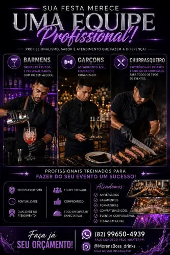 Barmen garçons churrasqueiro equipe completa