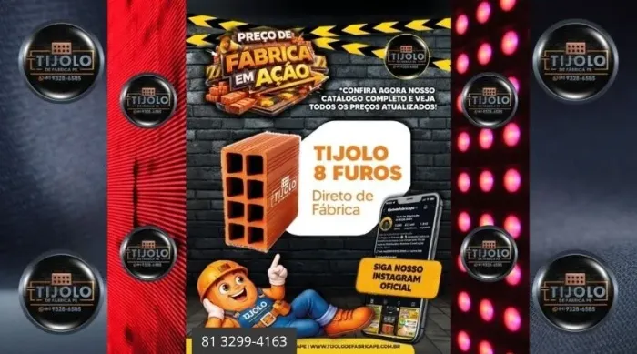 tijolo 8 furos preço de fábrica 