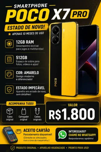 POCO X7 PRO 12GB RAM + 512GB AMARELO | ESTADO DE NOVO