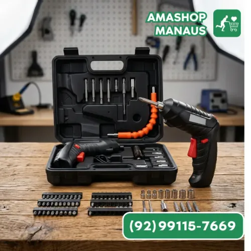 Chave de Fenda Elétrica 3.6V com Kit de Acessórios - Parafusadeira Sem Fio Recarregável