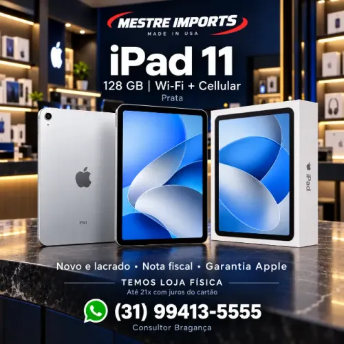 iPad 11 128GB Wi-Fi Cellular Prata Novo Lacrado Nota Fiscal