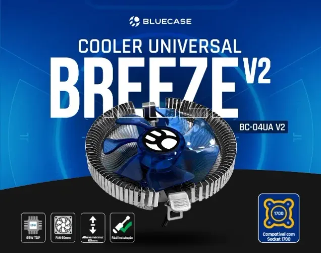 Cooler Universal Intel e Amd 65w Tdp Breeze V2 - Bluecase *ENTREGA GRÁTIS*