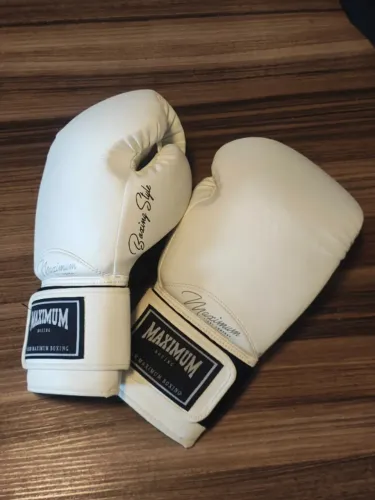 Luva de Boxe Maximum 14 oz Branca Classic Powerface - Muay Thai / Kickboxing