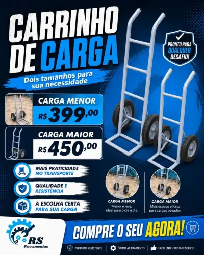 Carrinho de Carga RS Ferramentas