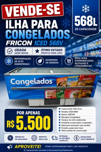 ? VENDE-SE - ILHA PARA CONGELADOS FRICON 568L