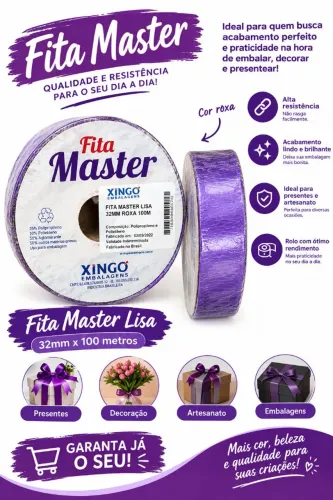 Fita Master Lisa Roxa 32mm 100m - Xingó Embalagem