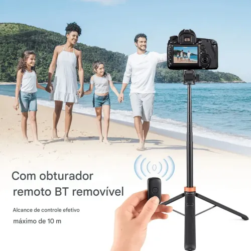 Bastão Selfie Mini Tripé Kingjoy M080 Celular Preto 177cm Bluetooth