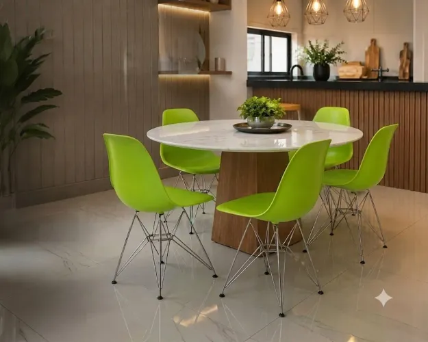 CADEIRA VERDE EAMES EIFFEL - CONJUNTO COM 5 CADEIRAS - OPORTUNIDADE<br>