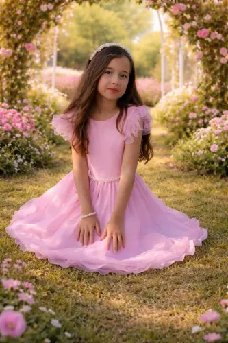 Vestido de Festa rosa de brilho também 10 SEMINOVO