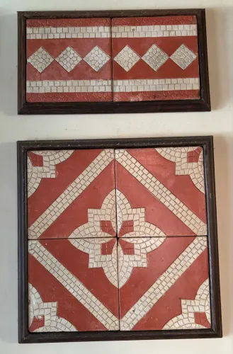 Quadros Decorativos com Ladrilhos Hidráulicos Antigos - Conjunto Vintage