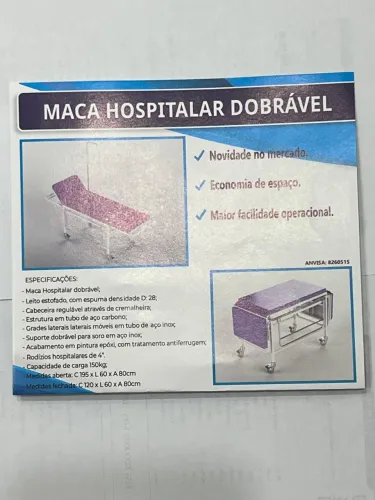 Maca Hospitalar Dobrável com Registro ANVISA - Ideal para Home Care e Clínicas
