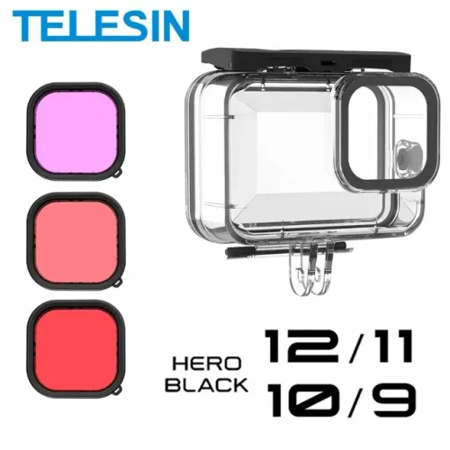 Caixa waterproof Telesin para GoPro 9 até 12 + 3 filtros