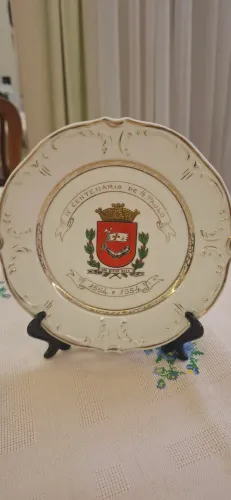 Prato Histórico IV Centenário de São Paulo - Porcelana Decorativa - 1954