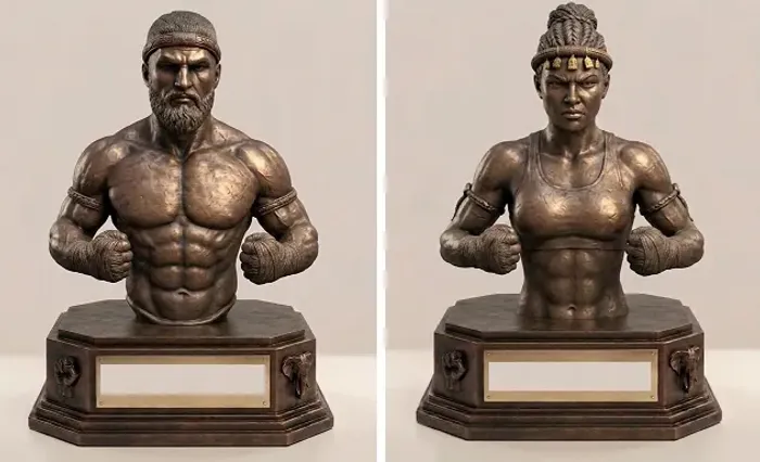 Busto de Lutador e Lutadora Muay Thai