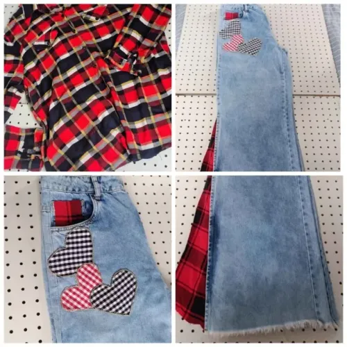 Kit junino Camisete G larga e calça n. 38 customizada