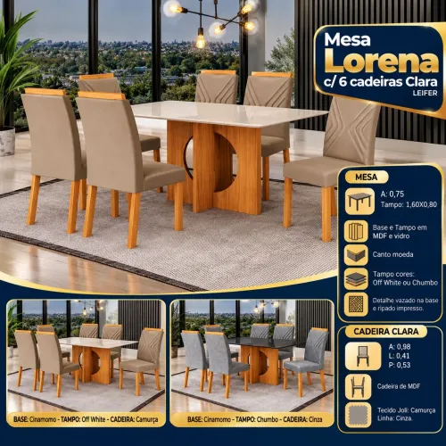 MESA LORENA 6 CADEIRAS
