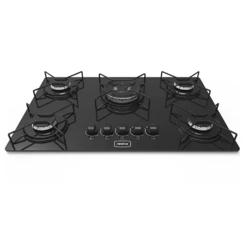 Cooktop realce atalanta 5 bocas tripla chama automatico preto - bivolt