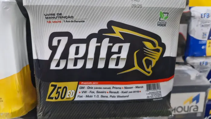 Bateria 50 ah zetta ideal para seu carro 