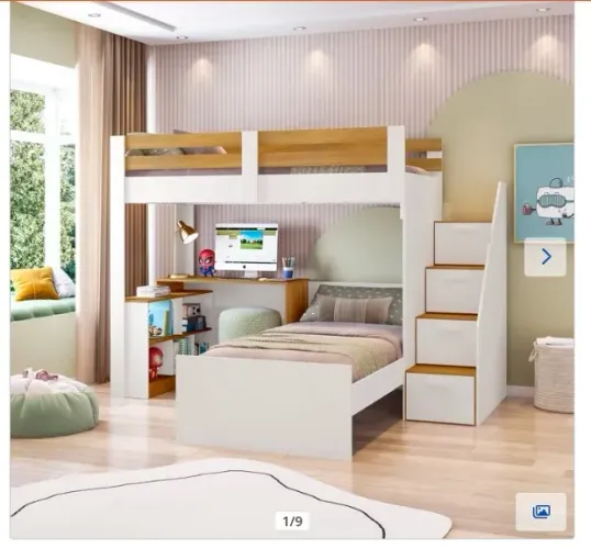 cama elevada com escrivaninha, a cama de baixo não acompanha