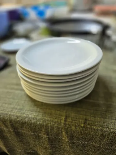 Kit de 10 Pratos rasos de porcelana branco da SCHMIDT 26 cm