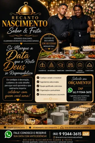 Buffet Completo para Casamentos, Aniversários e Eventos Corporativos - Recanto Nascimento