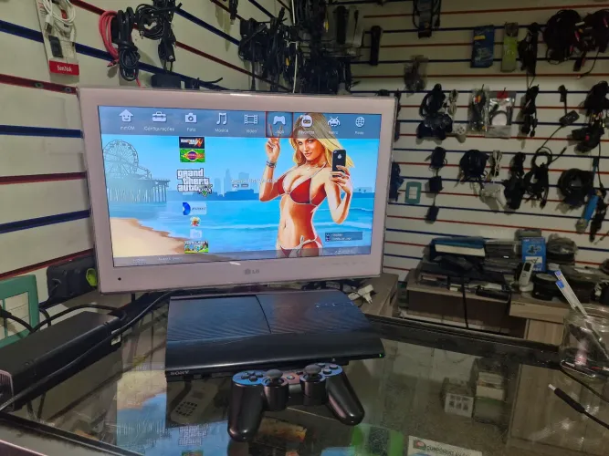 Playstation 3 desbloqueado + jogos + 1 controle cel 19- * whats