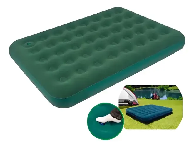 Colchão de Ar Casal Kala Verde Bomba Embutida Para Camping 191x137cm