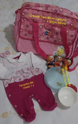 Kit Maternidade Bolsa Tip Top+ Macacão RN Luxo + Brindes Novos