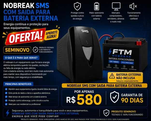 NOBREAK SMS 1400VA / BATERIA NOVA