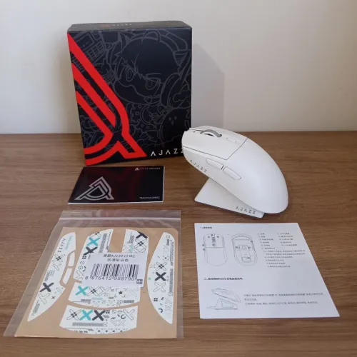 Mouse Gamer AJazz AJ139 V2 + Dock Magnético (Branco) - Novo, Lacrado