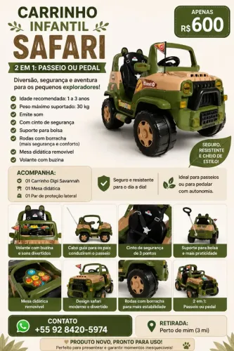 Carrinho Infantil Calesita Savannah 2 em 1 - Novo