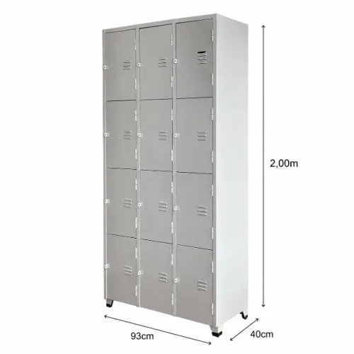 Armário de Aço Branco 12 portas