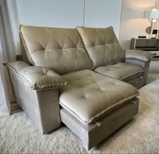 Sofá Retrátil Reclinável Prestige 250 Veludo Avelã