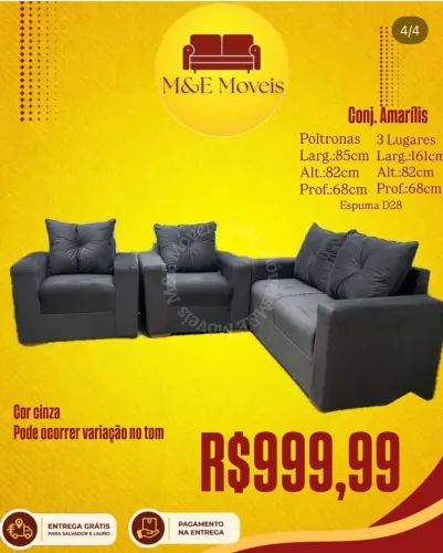 Sofá 3 lugares e 2 poltronas com entrega grátis 