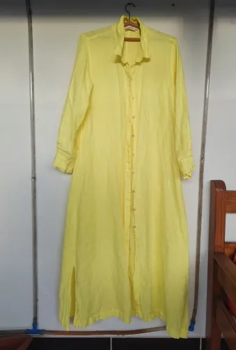 vestido chemise maxi de linho puro