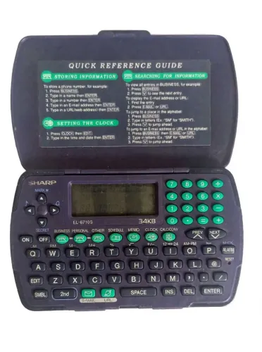 Agenda Eletrônica Sharp EL-6710S 34KB Vintage - Liga e Faz Bip<br>