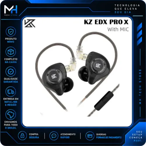 Fone KZ EDX Pro X Preto Original Com Microfone Novo
